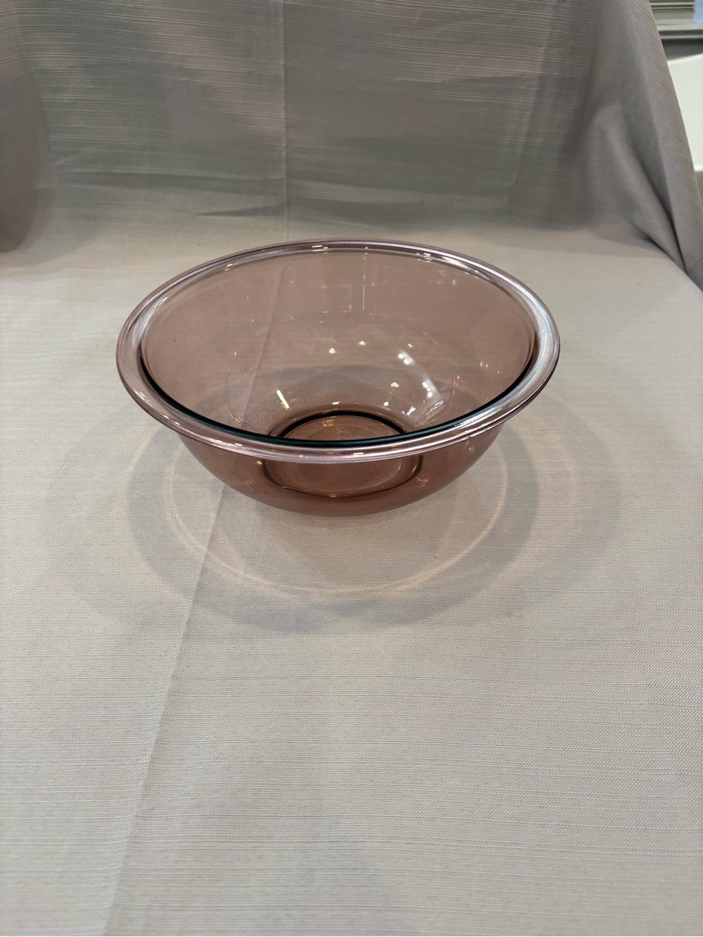 Pyrex Cranberry Smoky Rose Glass Mixing Bowl - 1980’s
